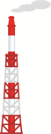 鉄塔型煙突（赤白塗装）