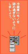 冷蔵庫にモノを詰め過ぎないようにしましょう