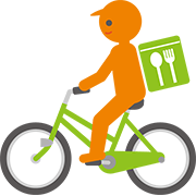 自転車で配達する人