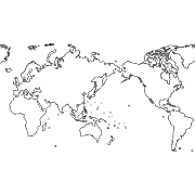 世界地図（日本基準）白地図