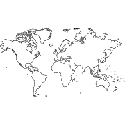 世界地図（欧米基準）白地図