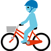 ヘルメットをして自転車に乗る成人