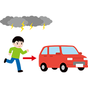 「雷が鳴ったら車の中に避難」