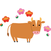 梅の花と牛