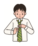 ネクタイを結ぶ若いサラリーマン