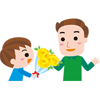 花束を渡す男の子