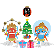 【東京】雷門の風神雷神 12月（クリスマス）