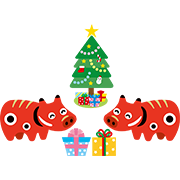【福島】赤べこ  12月（クリスマス）