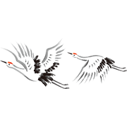 墨絵風の鶴