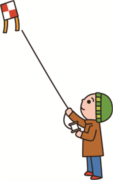 凧上げをする子ども