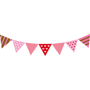 バレンタインデーカラーのガーランド