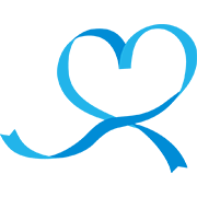 ハートのリボン（青）