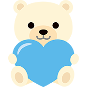 青いハートを抱えた白くま