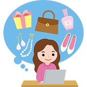 ネットショッピング（パソコン）のイラストです。