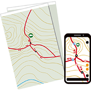 登山地図とスマートフォン