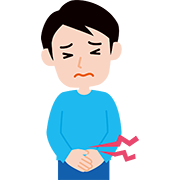 下腹部痛の男性