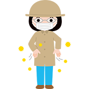 花粉を払い落とす人