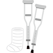 ギプスと松葉杖