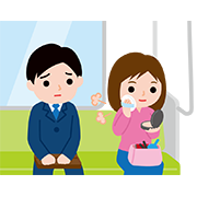 車内マナー 化粧をする人
