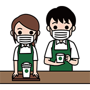 カフェの仕事（マスク姿）