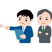 指差し確認をする若手社員とベテラン社員