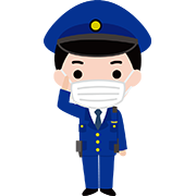 マスク姿の男性警察官