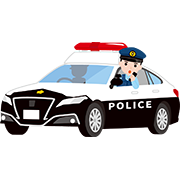 パトカーから呼びかける警察官
