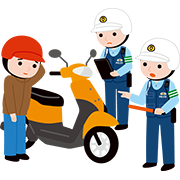 バイクを取り締まる警察官