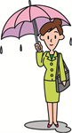 傘をさす女性社員