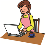 自宅でパソコンを使う女性