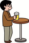 一人で飲む男性