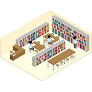 学校の俯瞰図 　図書館