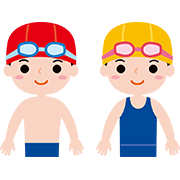 水泳帽をかぶっている子