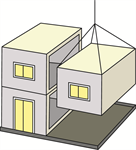 建築中のユニット工法の家