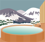 雪山と露天風呂