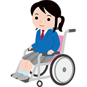 車いすの女子学生