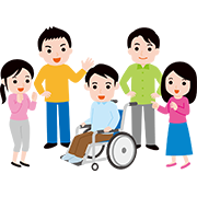 車いすの人と健常者