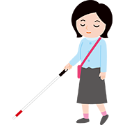 白杖を使う女性