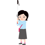 白杖を掲げる女性