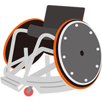 ウィルチェアラグビー用の攻撃型車椅子