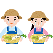 泣いている農家