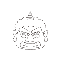 赤鬼のお面　ぬり絵