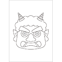 青鬼のお面　ぬり絵