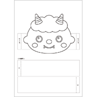 小鬼（赤）のお面　帯タイプ　ぬり絵