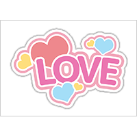 うちわステッカー「LOVE　ハート」ゆめかわ色