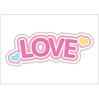 うちわステッカー「LOVE」ゆめかわ色