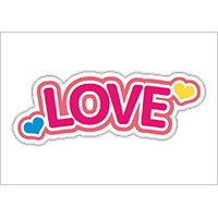 うちわステッカー「LOVE」ビビッドカラー